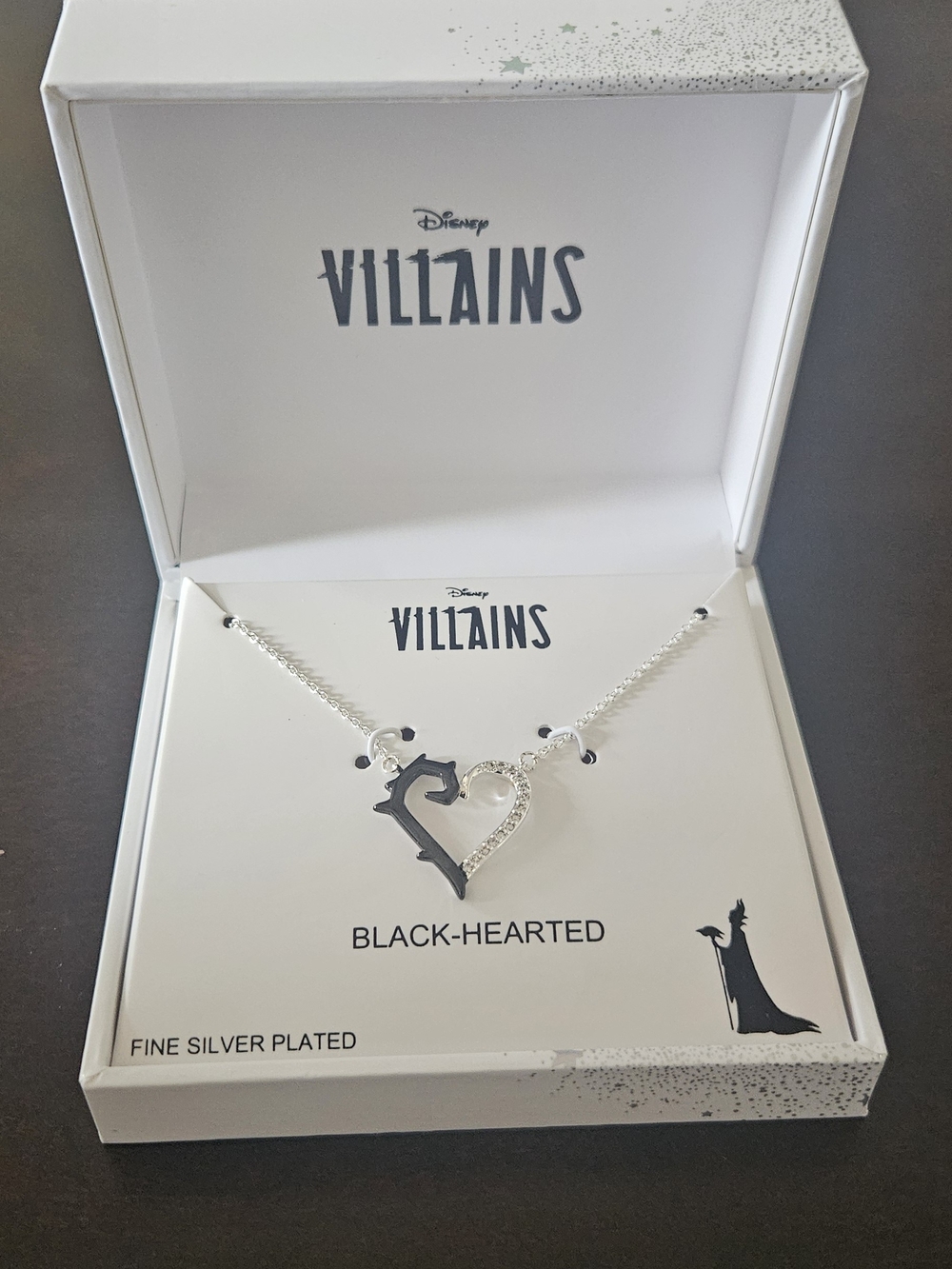 Disney Villains Black and Silver Split Heart Necklace